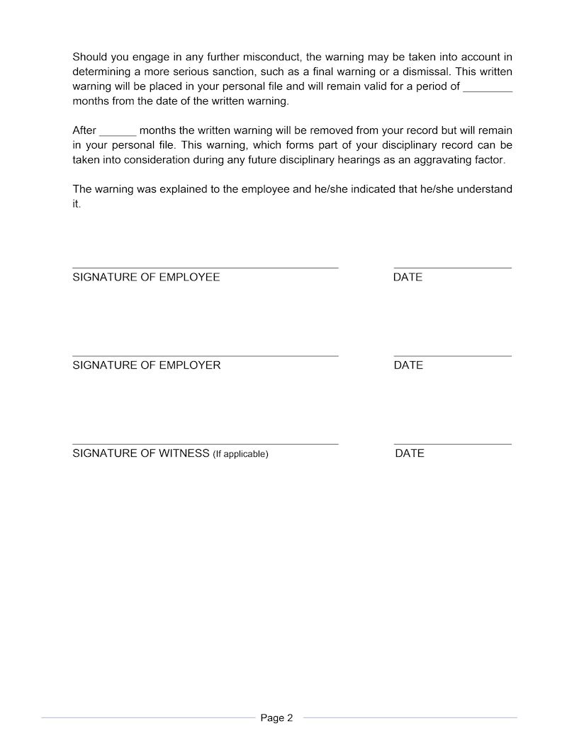 Form Written Warning Employee Template from www.laboursmart.co.za
