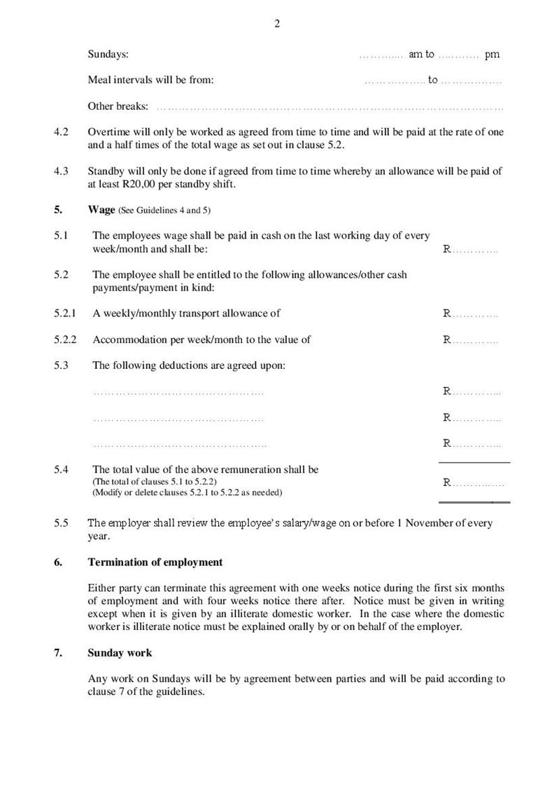 domestic worker employment contract english document labour