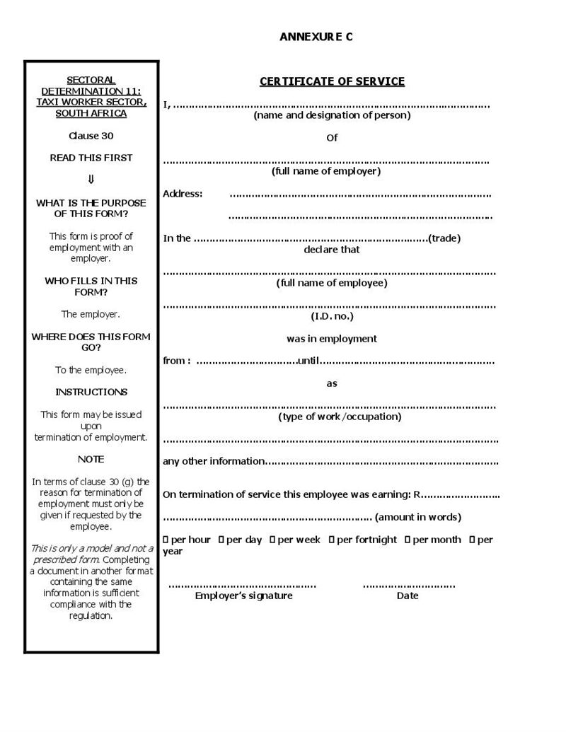 certificate of service template