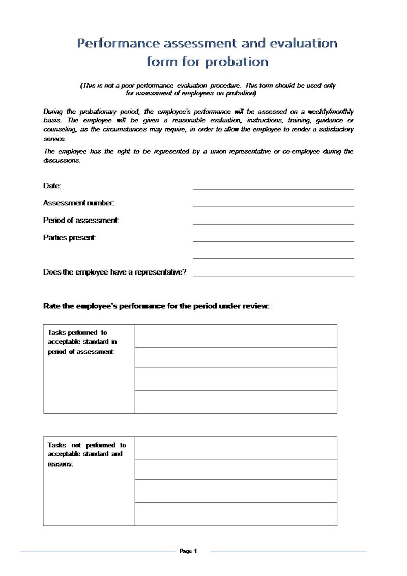 Probation Evaluation, Document, Labour Law, South Africa, Download For Probation Meeting Template
